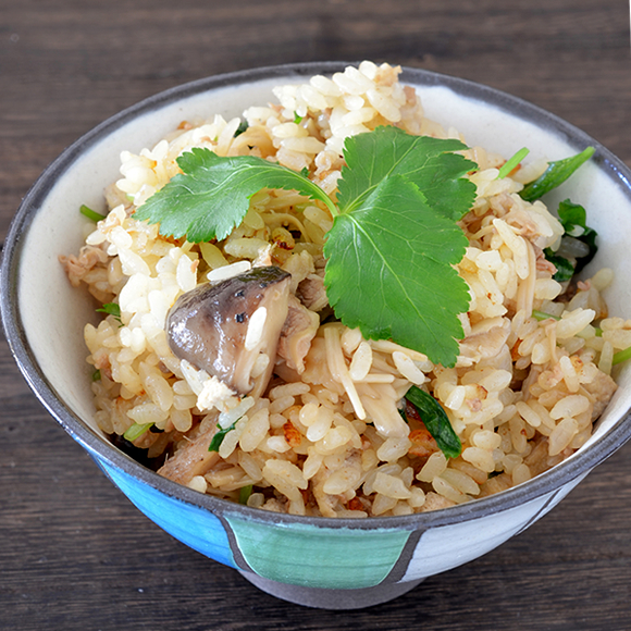 牛きのこ汁で炊き込みご飯