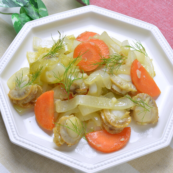 ホタテと野菜のにんにく炒め