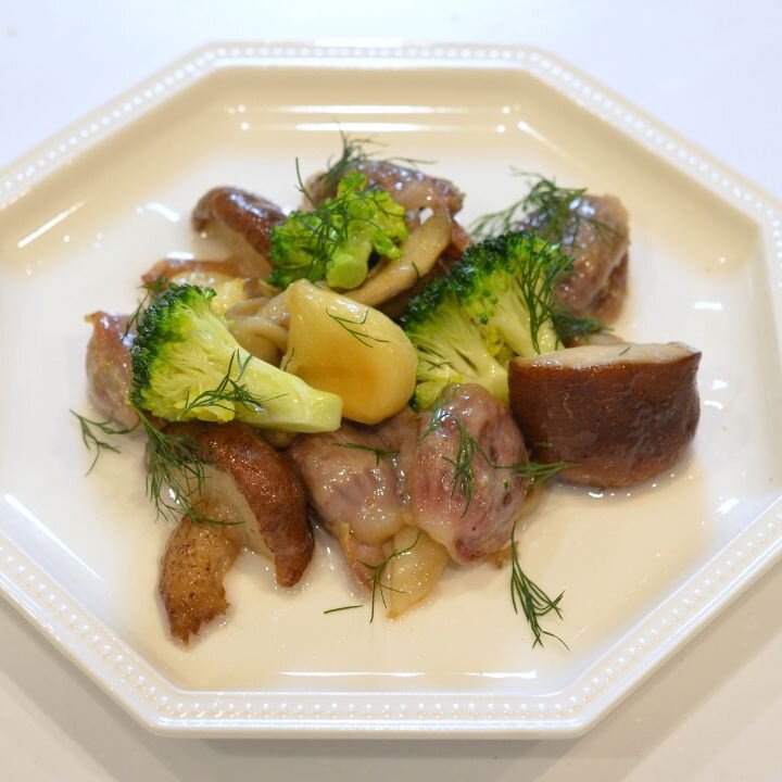 やわらか！砂肝ときのこのコンフィ