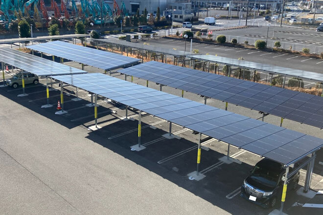 印西冷凍集品センターに設置したソーラーカーポート