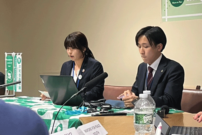 平和首長会議主催のサイドイベント「ユースフォーラム」に生協代表団が登壇しました