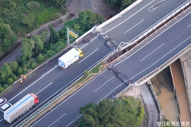 大きく湾曲した九州自動車道